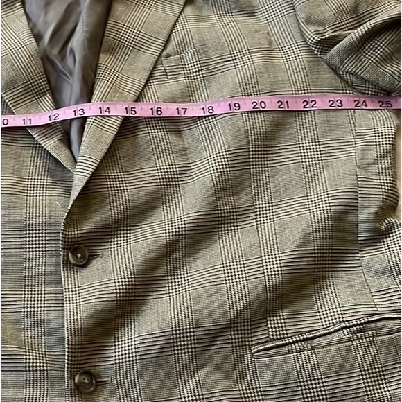 Jos A. Bank Wool Silk Blend Tan Brown Houndstooth Plaid Sports Coat Blazer 48R - Picture 12 of 15